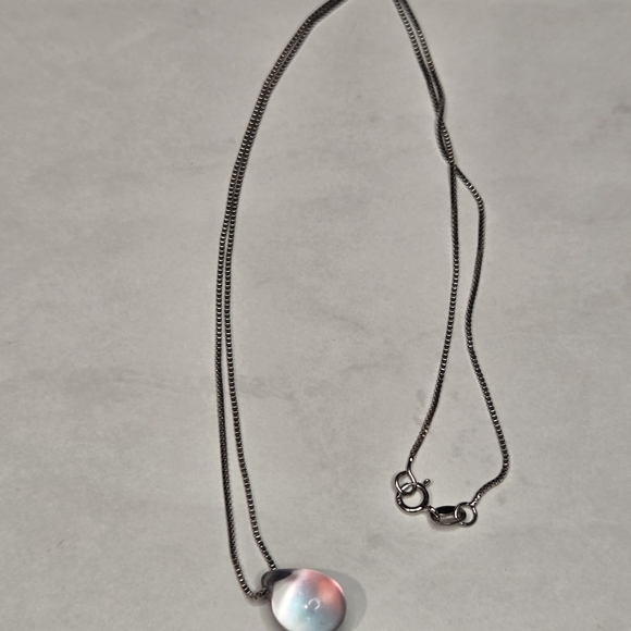 Pink / Blue "Mermaid Tear" Glass pendant necklace - Picture 4 of 7